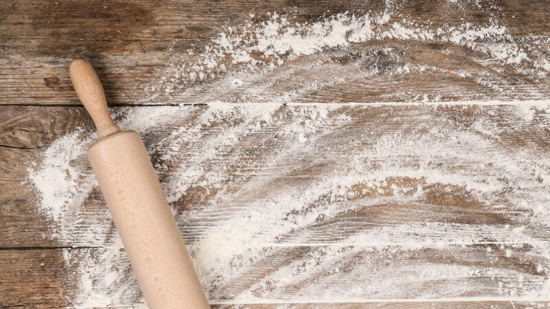 a wooden rolling pin